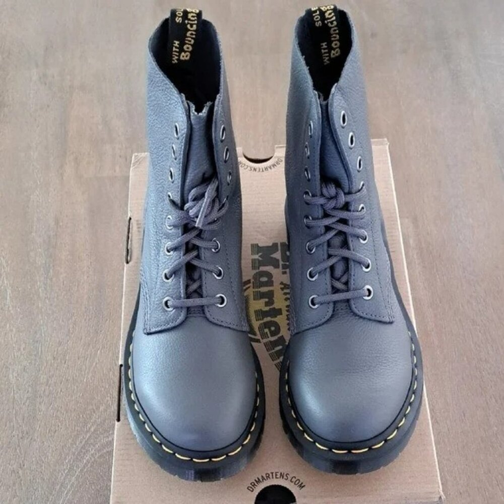 Dr. Martens 1460 Pascal Virginia Leather Lace Up Boots - Color: Gunmetal - Size: - Picture 3 of 9
